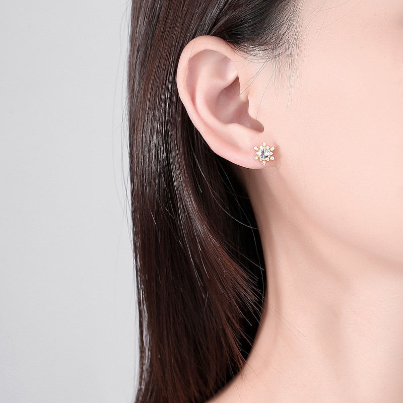 925 silver flower earrings