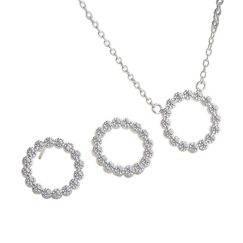 circle earrings 925 silver necklace earrings jewelry sets