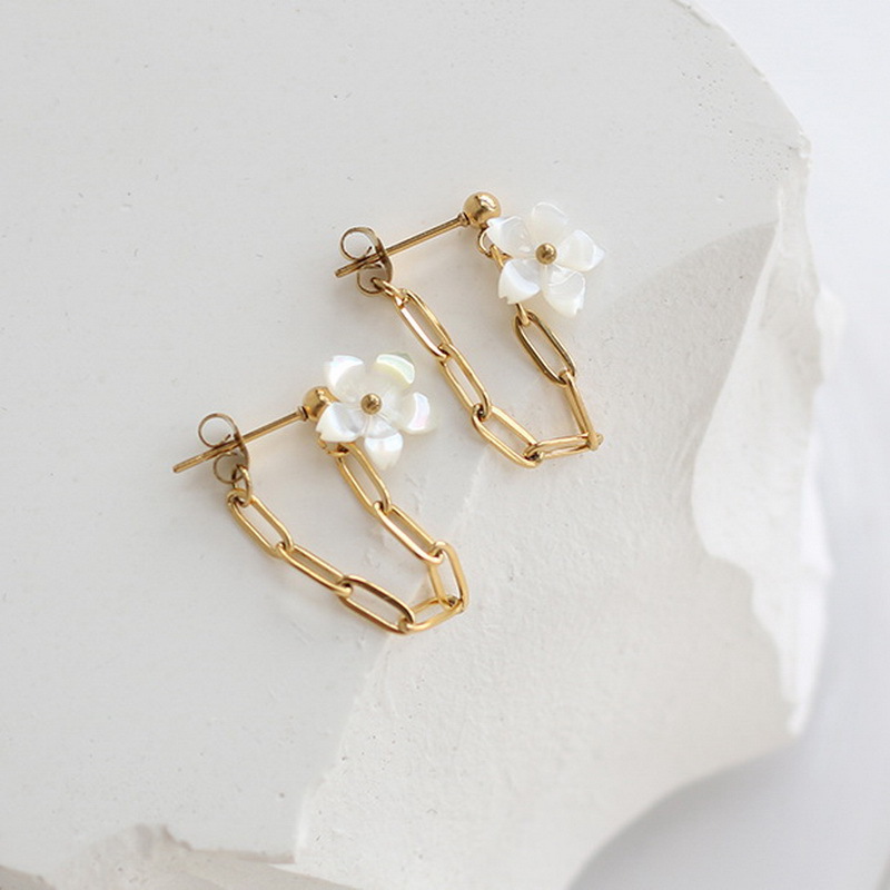 stainless steel 18k gold plating sakura earrings