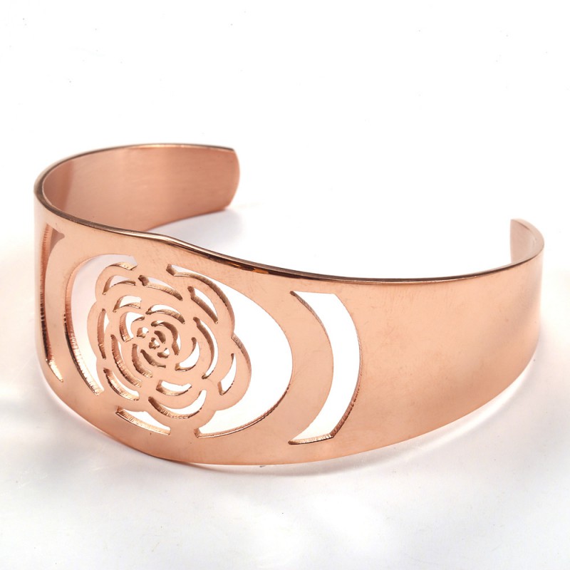 C CUFF BANGLE stainless steel flower bracelet