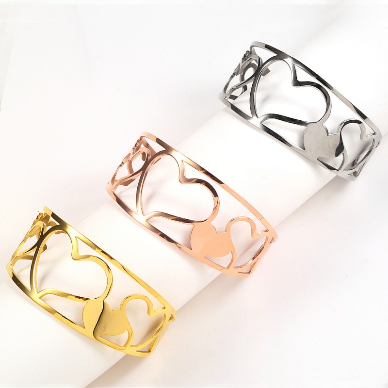 Women bangles stainless steel heart bangle