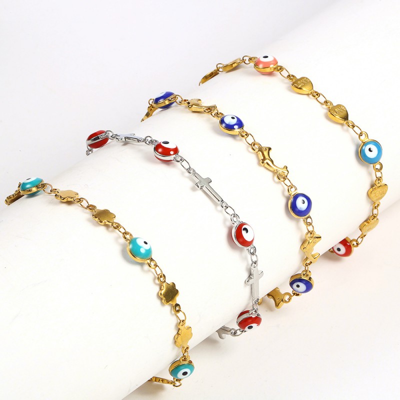 colorful eyes bracelet stainless steel women bracelet