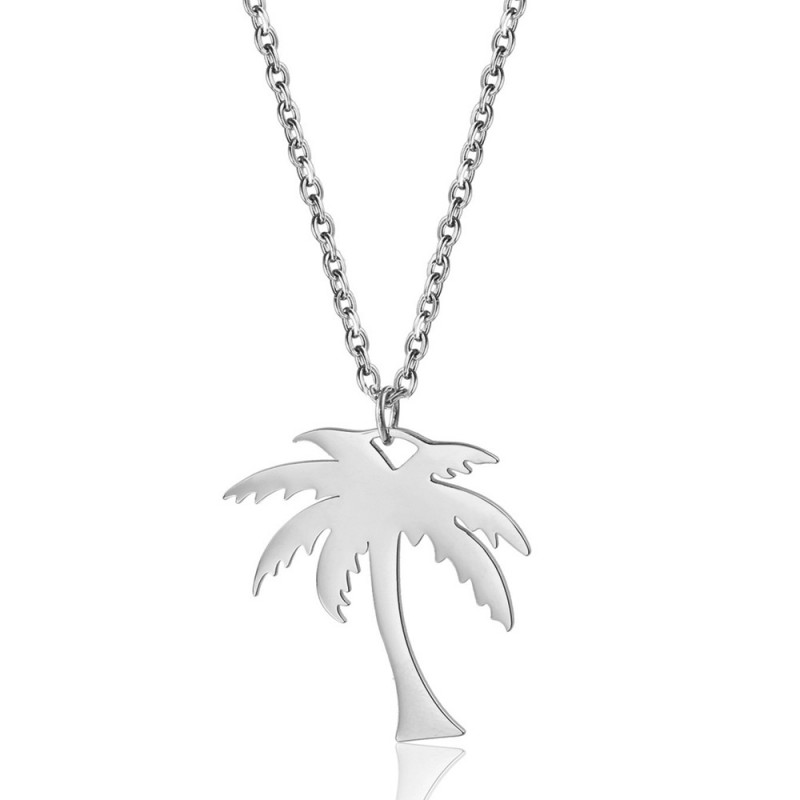 coconut tree pendant stainless steel necklace