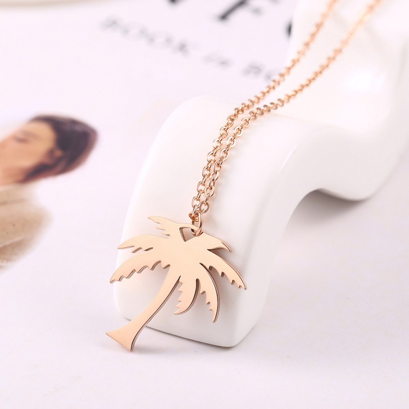 coconut tree pendant stainless steel necklace