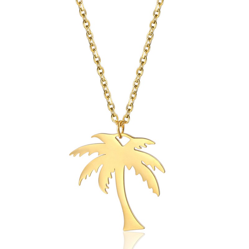 coconut tree pendant stainless steel necklace