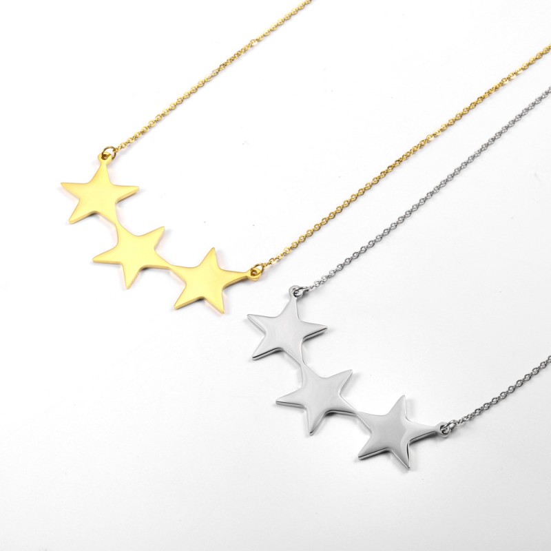 three stars pendant stainless steel necklace