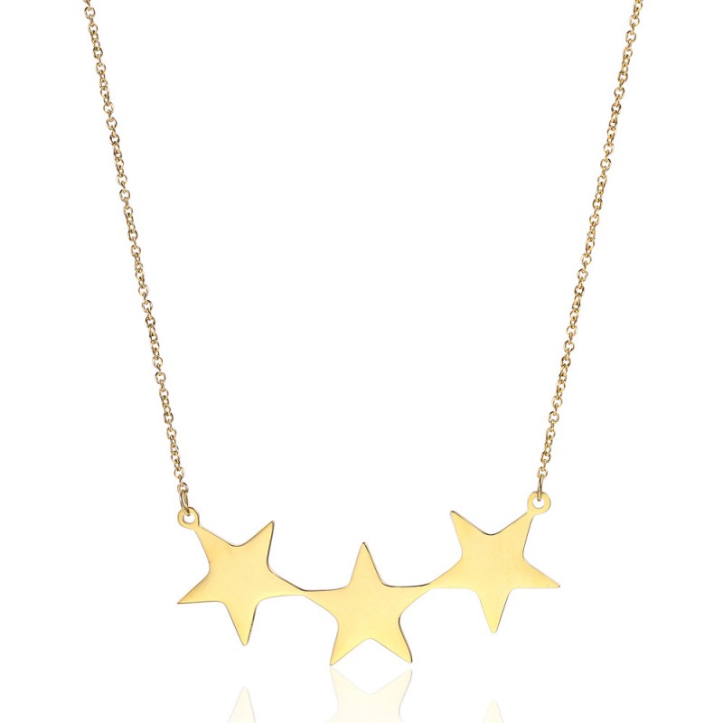 three stars pendant stainless steel necklace