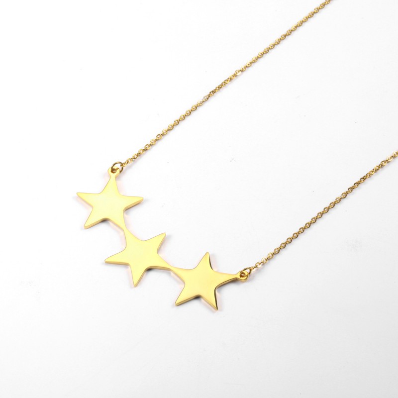 three stars pendant stainless steel necklace