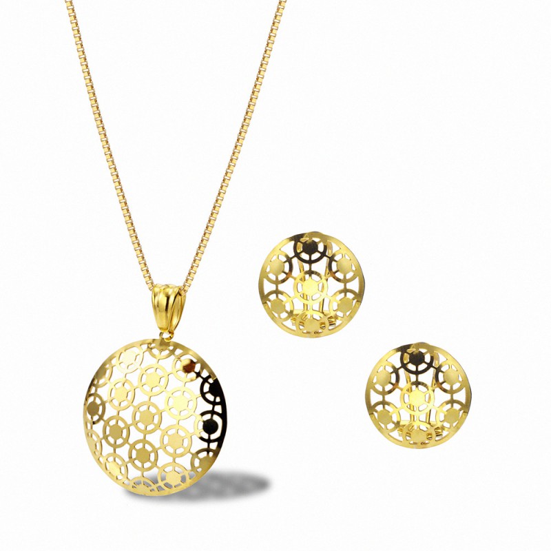 stainless steel jewelry round earrings studs pendant necklace