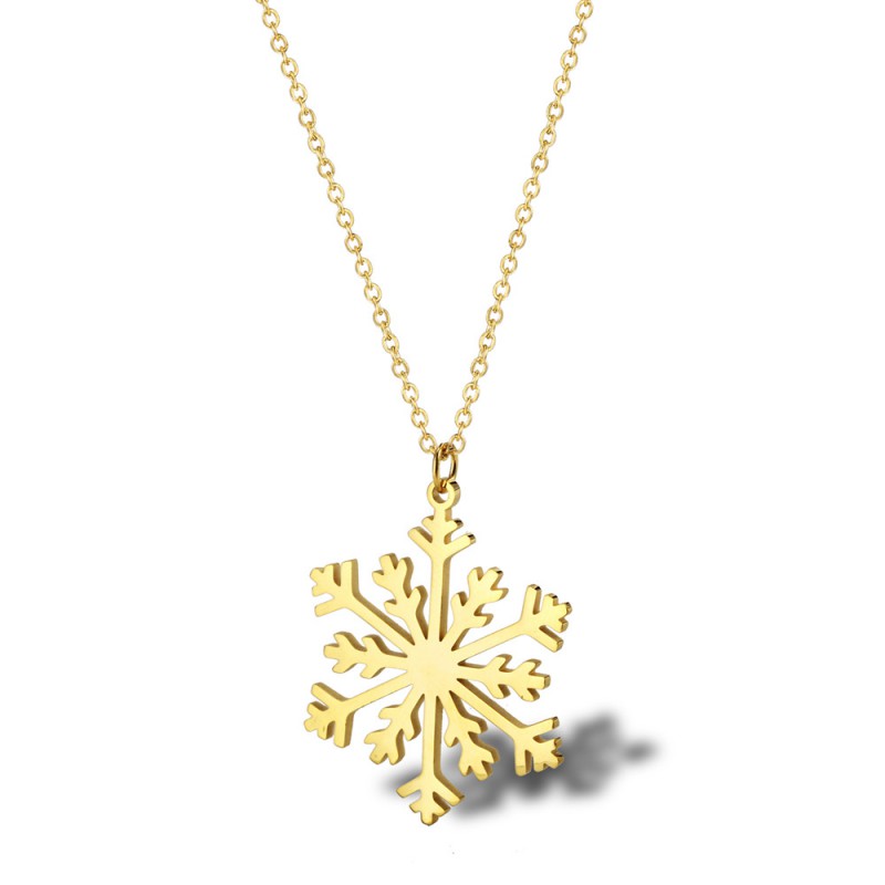 snowflake pendant lucky stainless steel necklace