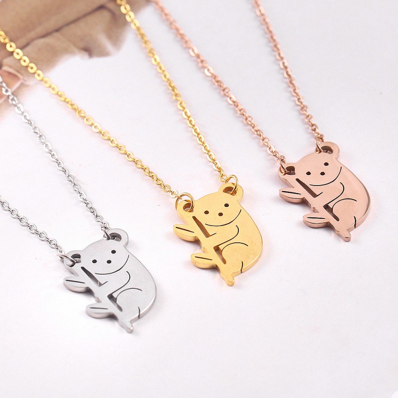 Koala pendant stainless steel necklace