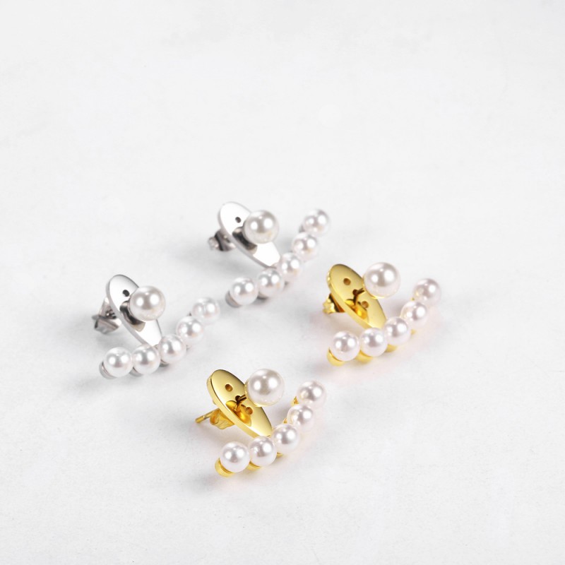 STAINLESS STEEL PEARL EARRINGS STUDS