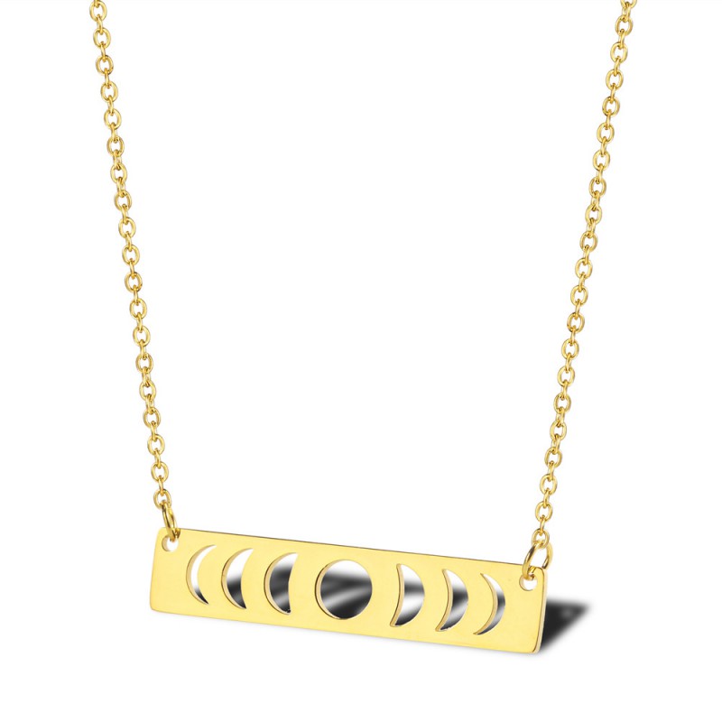 stainless steel rectangle pendant necklace