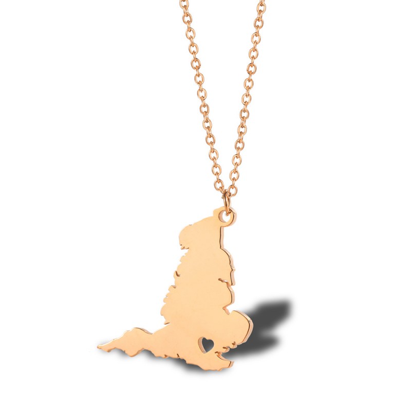 United Kingdom map pendant stainless steel necklace