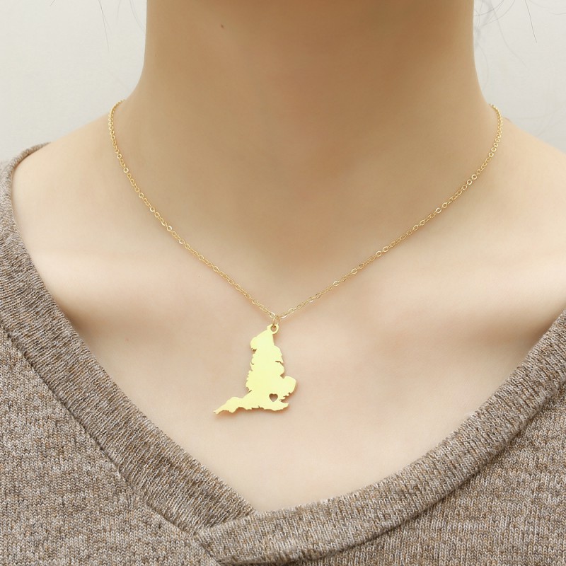 United Kingdom map pendant stainless steel necklace