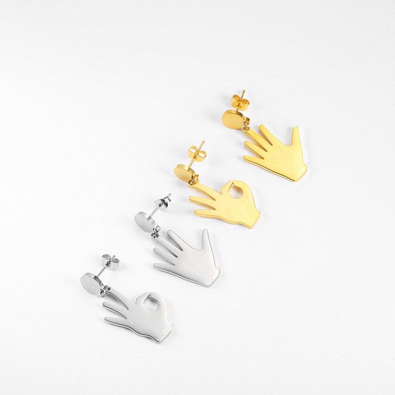 Stainless Steel Sign Language Earrings