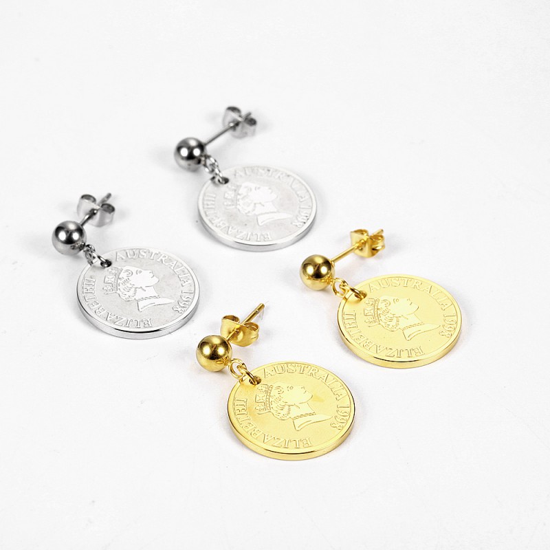 Queen Elizabeth stainless steel earrings