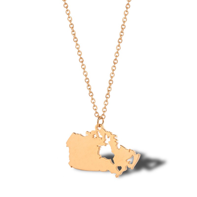 Map pendant North America stainless steel 