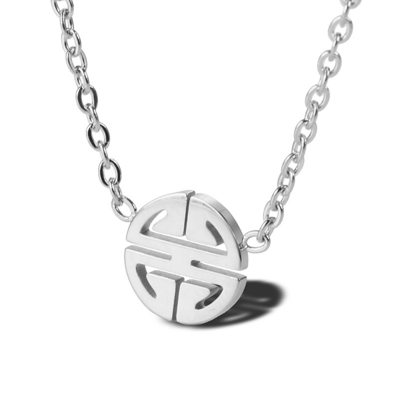 round pendant stainless steel necklace