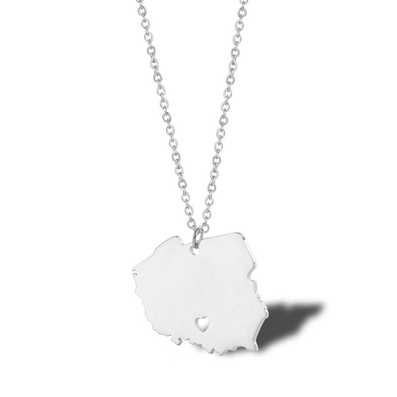 map pendant Poland stainless steel necklace