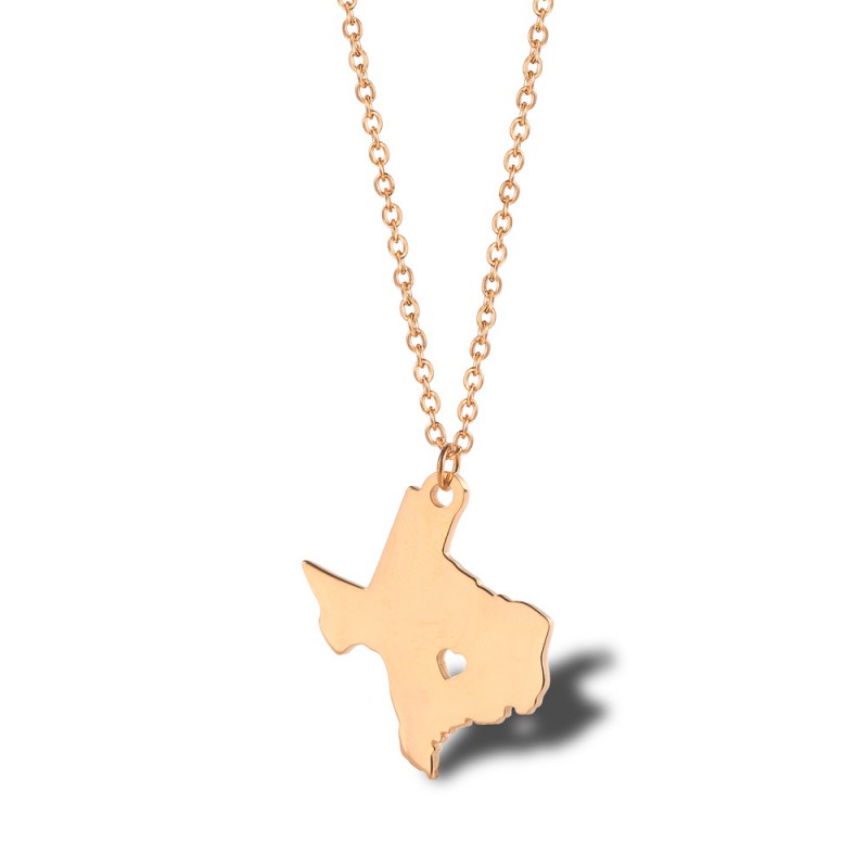 MAP PENDANT Texas stainless steel necklace