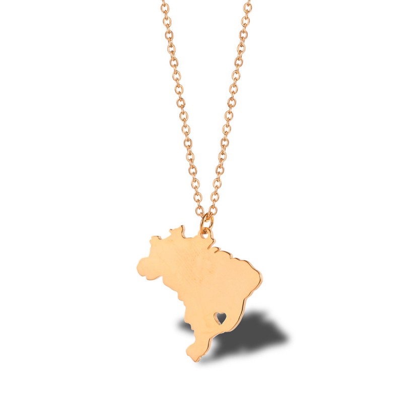 MAP NECKLACE Brazil pendant stainless steel necklace