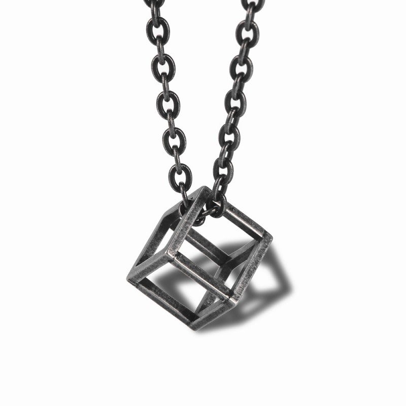 MAN NECKLACE Square PENDANT STAINLESS STEEL