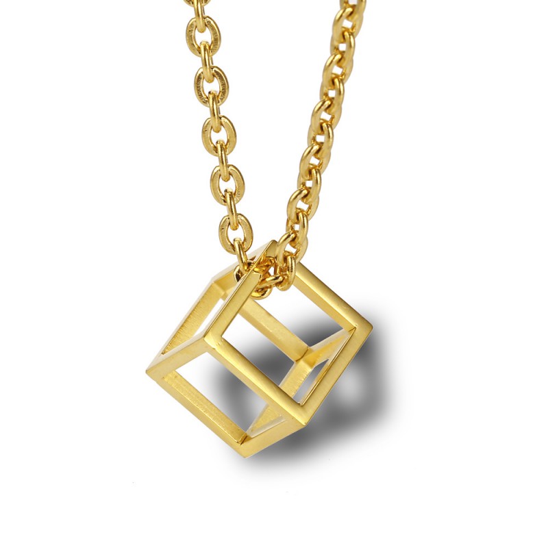 MAN NECKLACE Square PENDANT STAINLESS STEEL