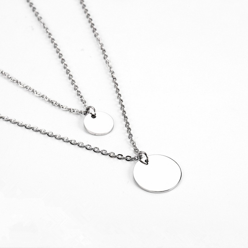 round plat double layers stainless steel necklace