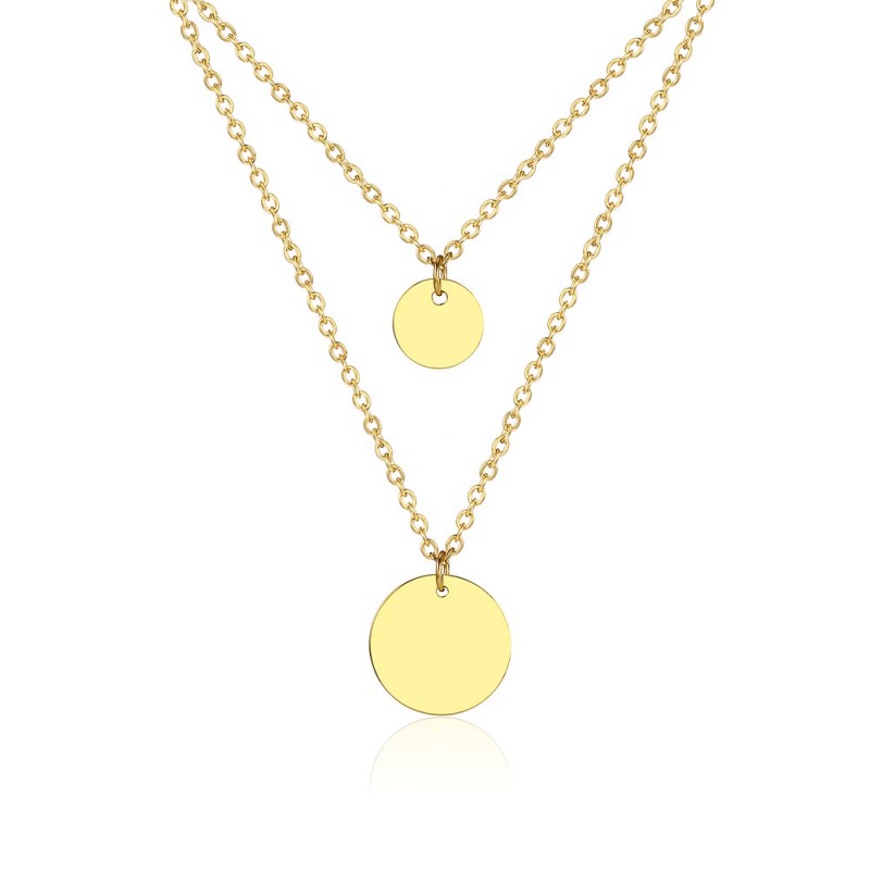 round plat double layers stainless steel necklace