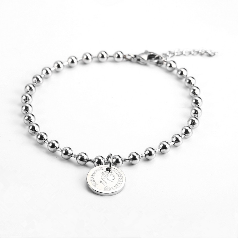 round plate stainless steel ball Elizabeth bangle