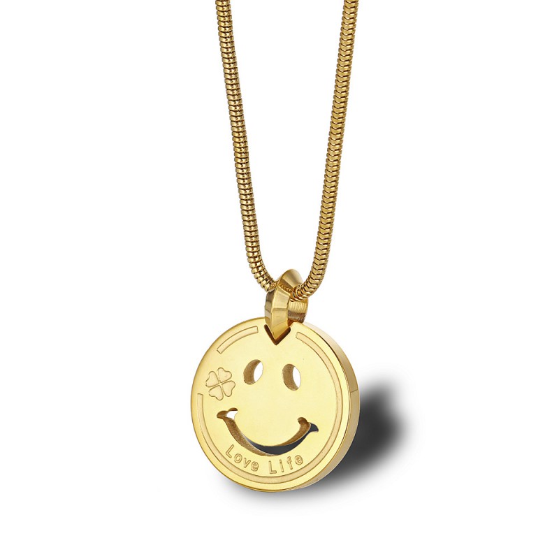 smile face necklace stainless steel pendant man necklace