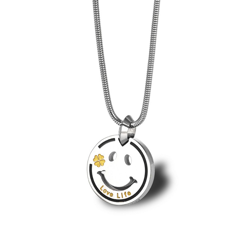 smile face necklace stainless steel pendant man necklace