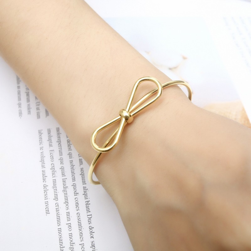 bow C cuff bangle stainless steel gold plated bangle