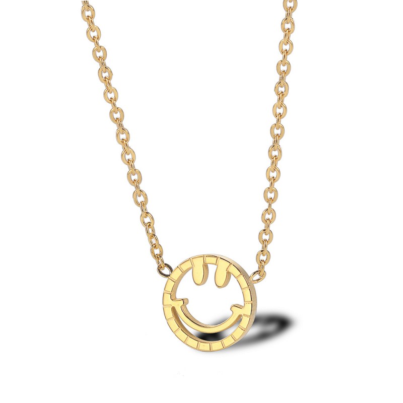 SMILE FACE NECKLACE STAINLESS STEEL WOMEN PENDANT