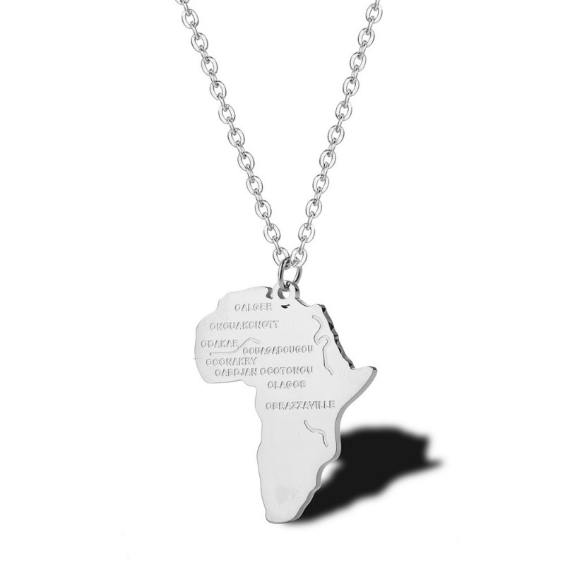 Africa map pendant stainless steel women necklace