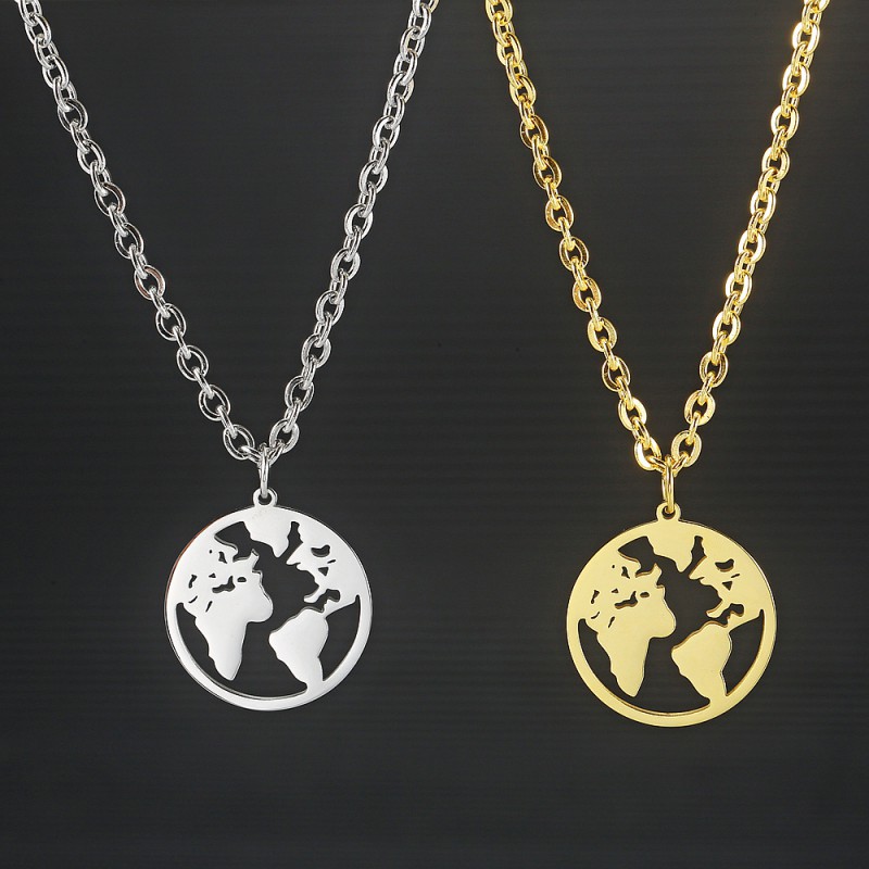 MAP PENDANT STAINLESS STEEL JEWELRY