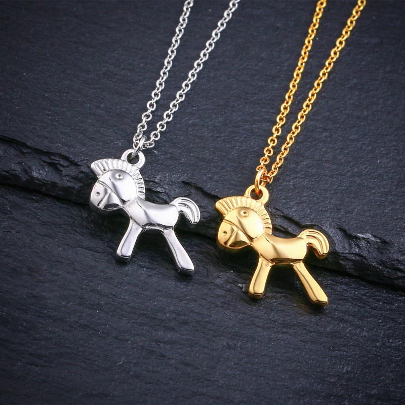 animal pendant horse necklace stainless steel jewelry