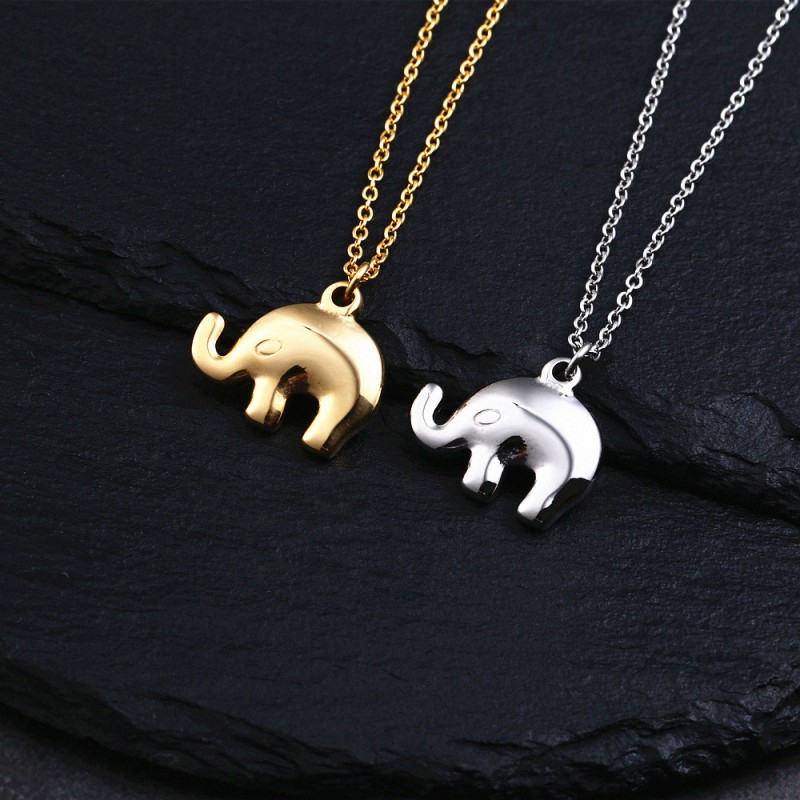 animal pendant elephant stainless steel necklace