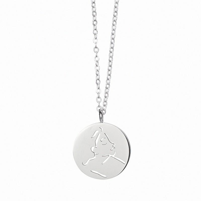 round pendant stainless steel necklace