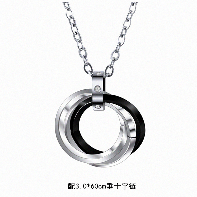 three circles pendant stainless steel men necklace