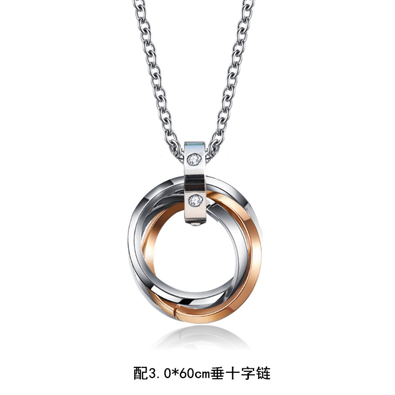 three circles pendant stainless steel men necklace