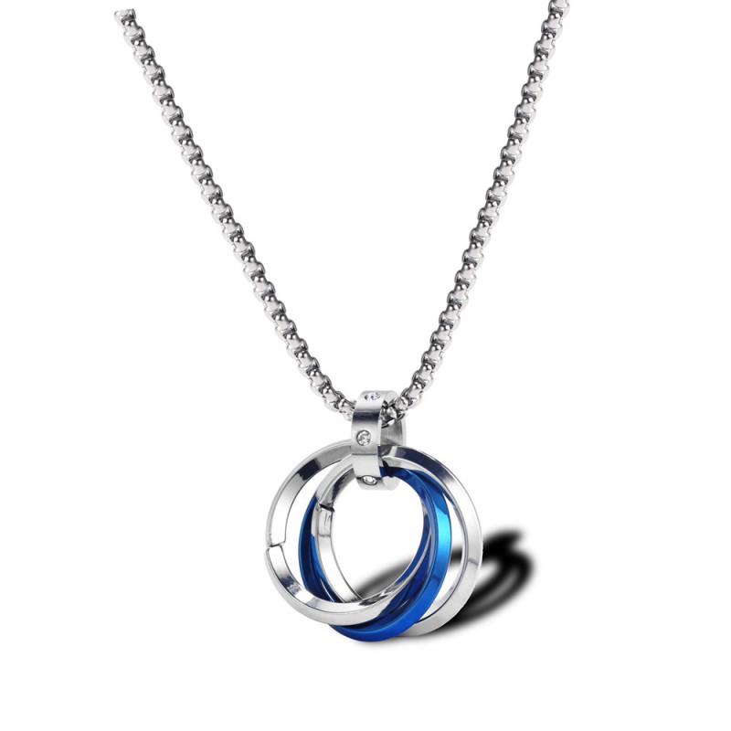 three circles pendant stainless steel men necklace