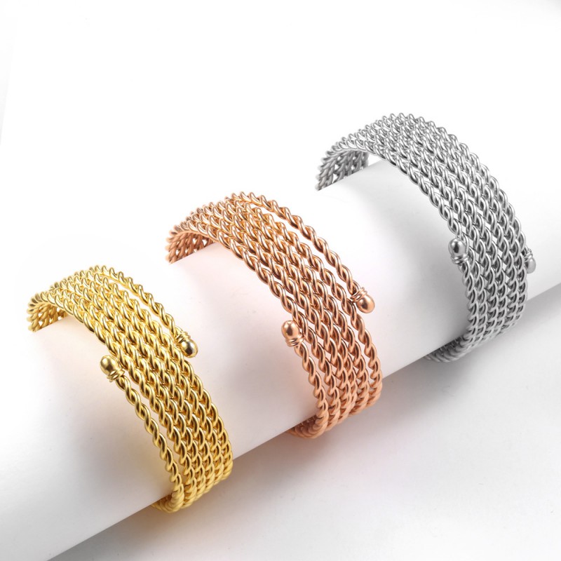 stainless steel bangle bracelet gold plated