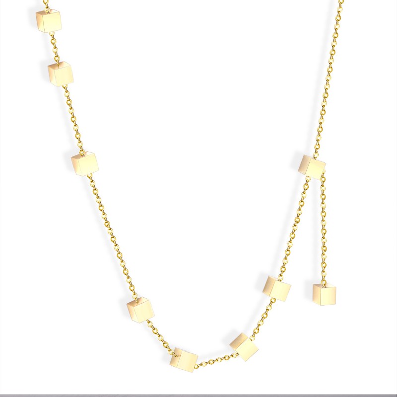 cubic pendant necklace stainless steel gold plated necklace