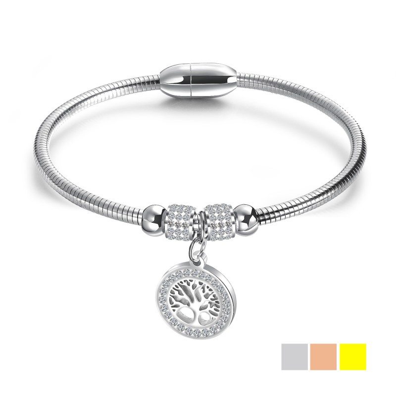 stainless steel love tree bangle