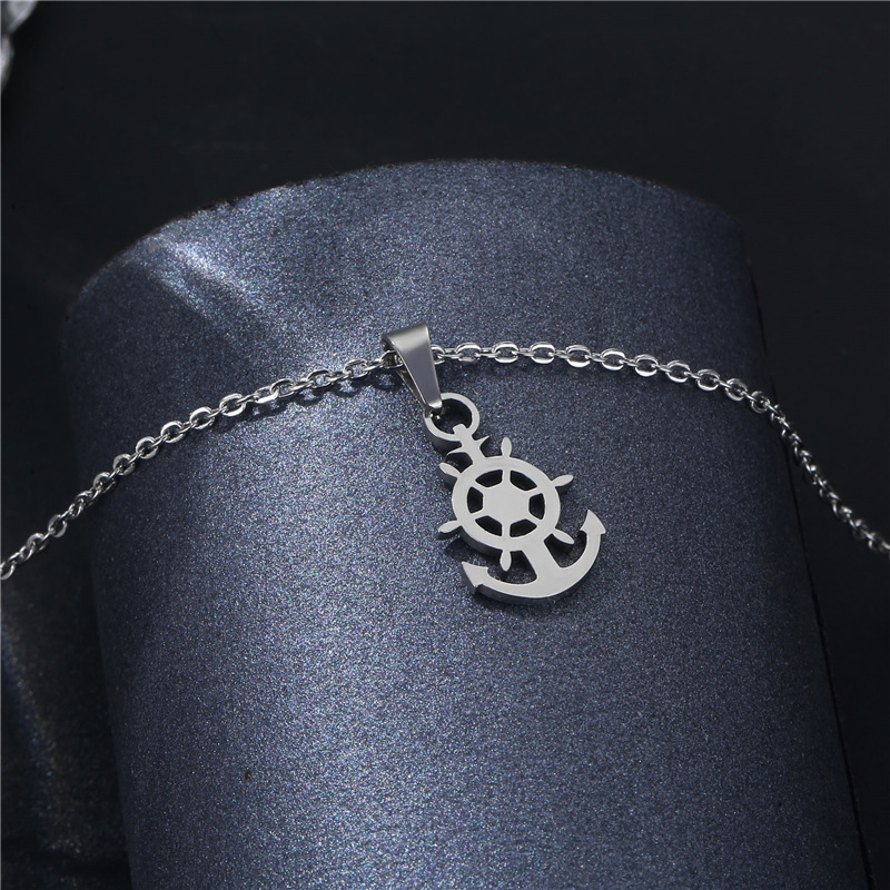 stainless steel  geometric ship necklace