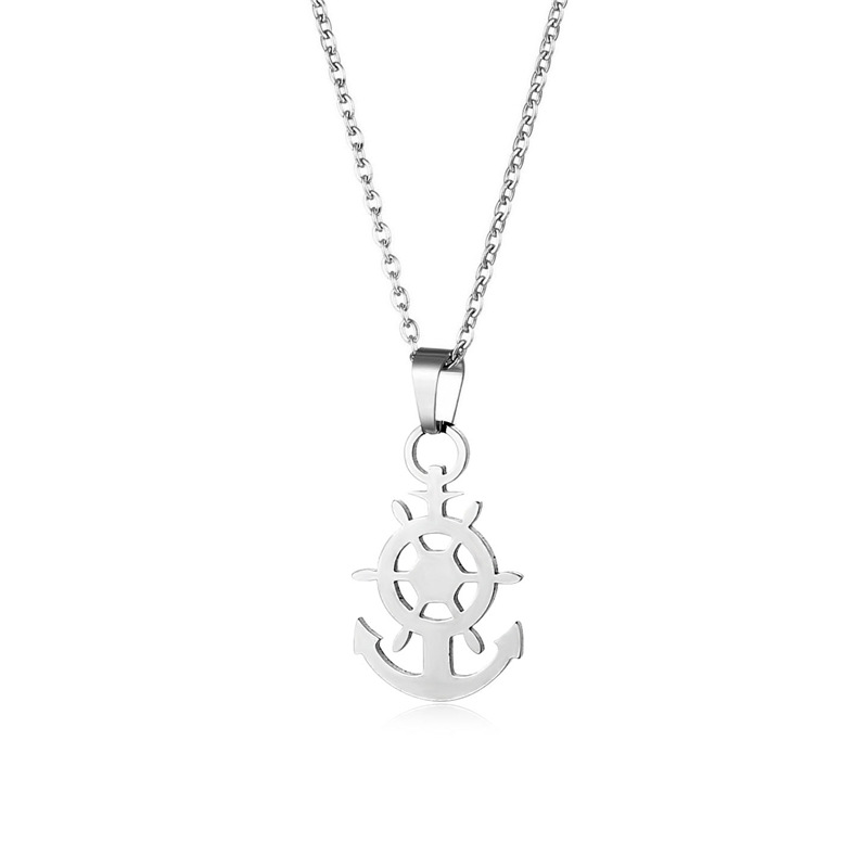 stainless steel  geometric ship necklace