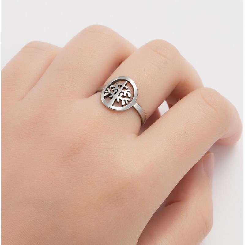 stainless steel love tree ring