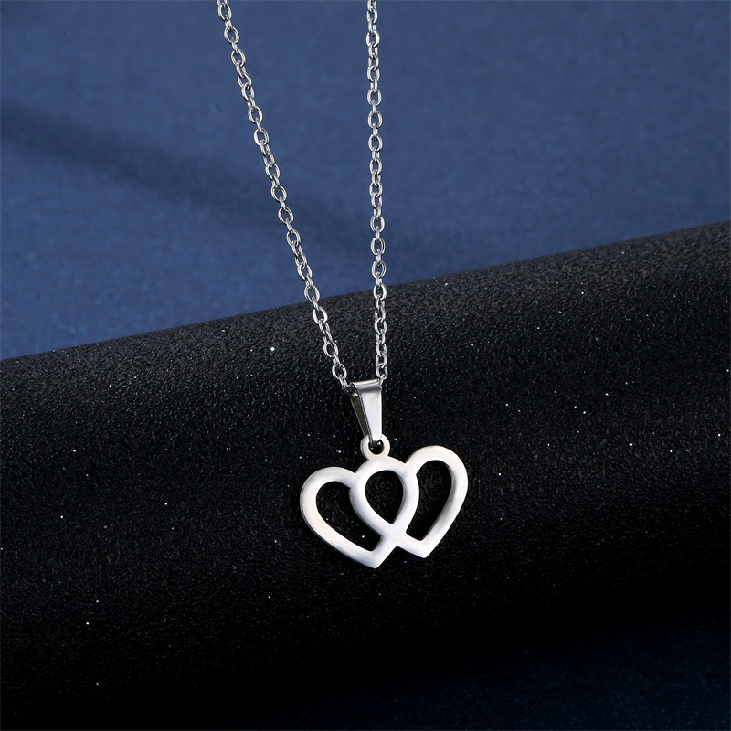 stainless steel  heart earrings necklace jewelry sets